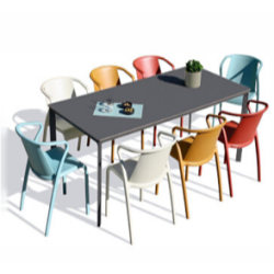 Table MEET Anthracite et 8 chaises FADO Multicolore