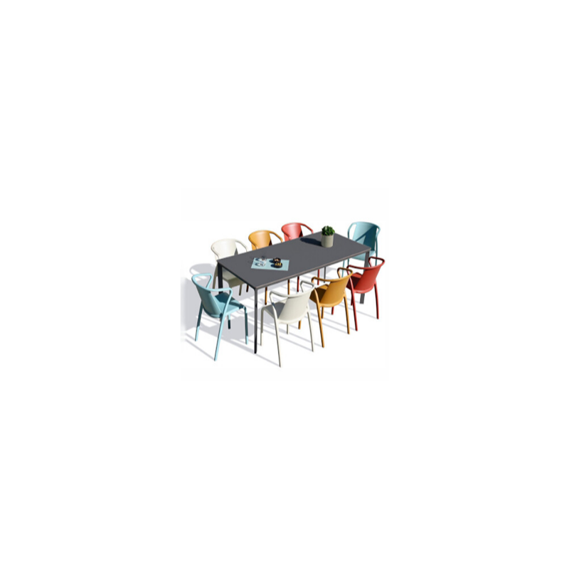 Table MEET Anthracite et 8 chaises FADO Multicolore