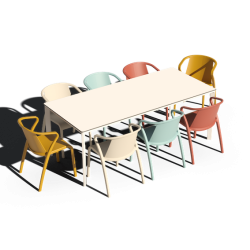 Table MEET Blanche et 8 chaises FADO Multicolore