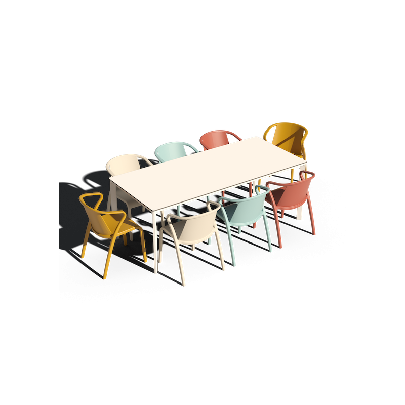 Table MEET Blanche et 8 chaises FADO Multicolore