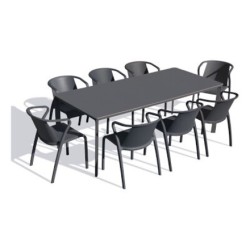 Table MEET Anthracite et 8 chaises FADO Anthracite