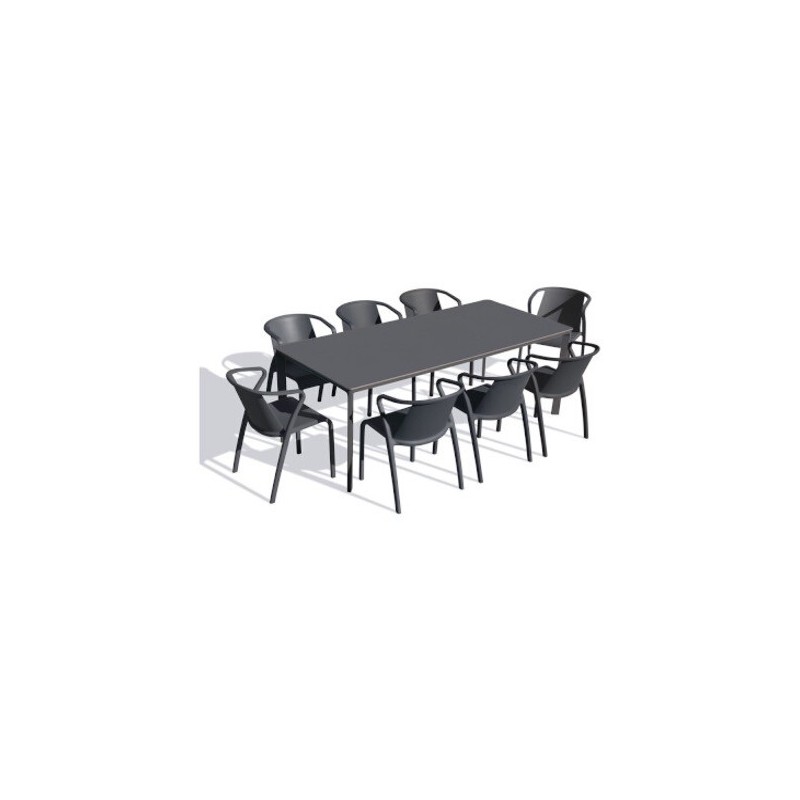 Table MEET Anthracite et 8 chaises FADO Anthracite