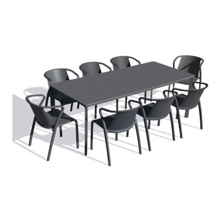 Table MEET Anthracite et 8 chaises FADO Anthracite